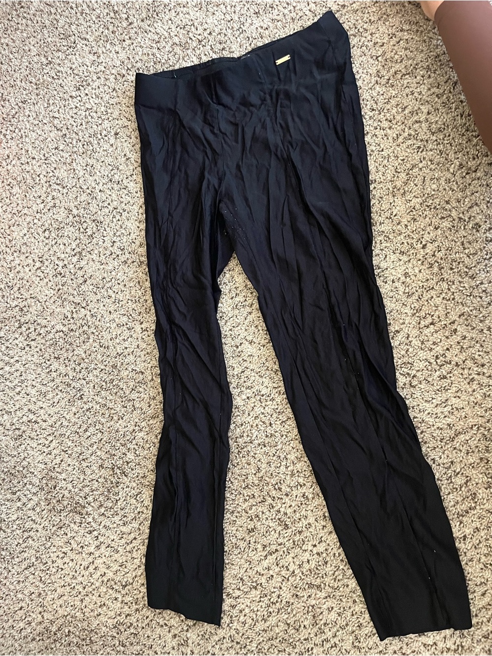 Tahari Black Ribbed Waistband Leggings